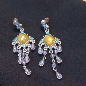 Elegant Silver and Gold Chandelier Earrings